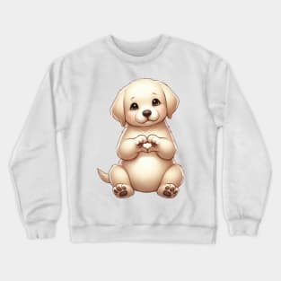 Valentine Labrador Retriever Dog Giving Heart Hand Sign Crewneck Sweatshirt